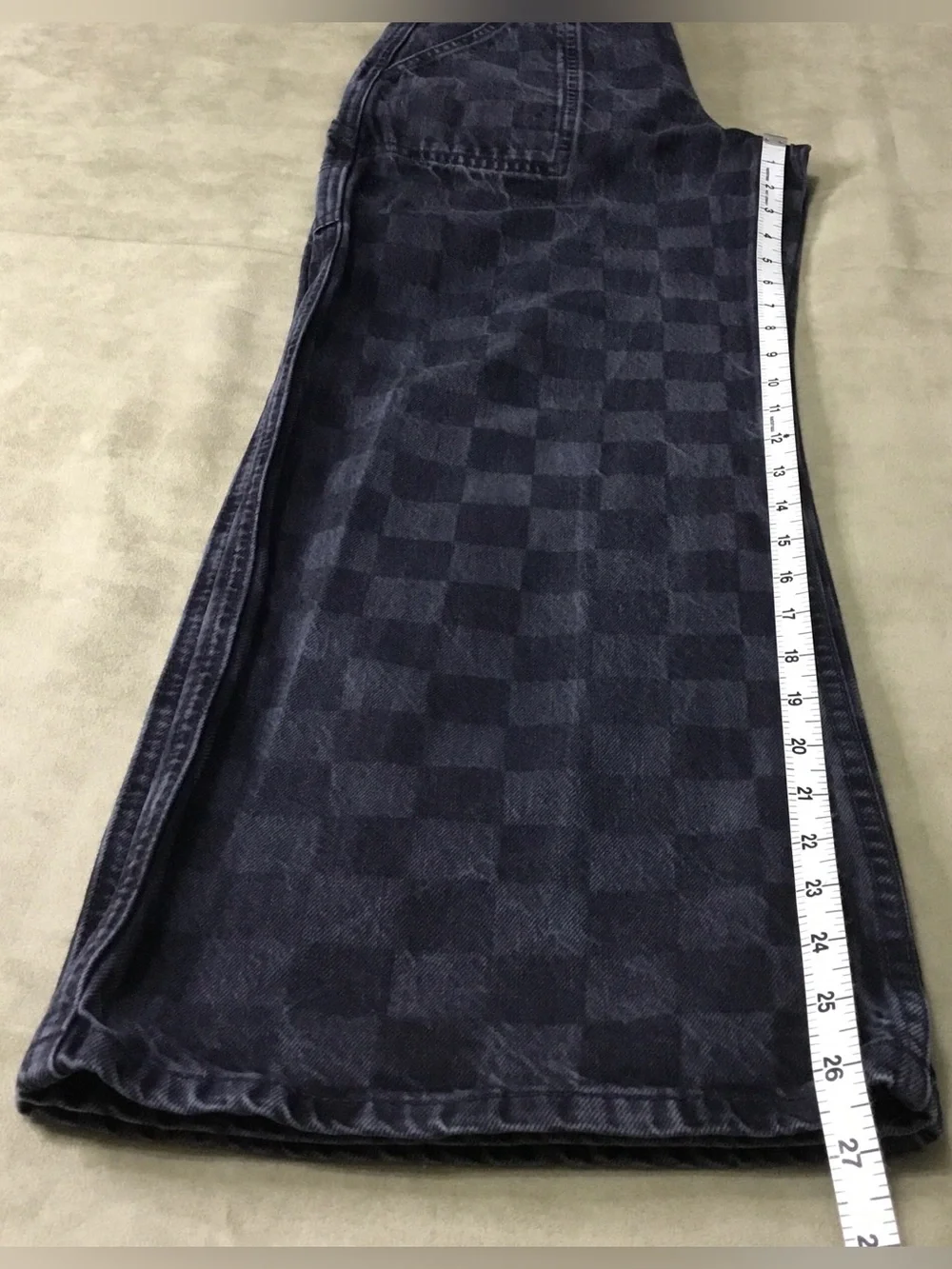 GAP Teen Gray 12 Wide Stride Checkerboard Relaxed Jeans - K802